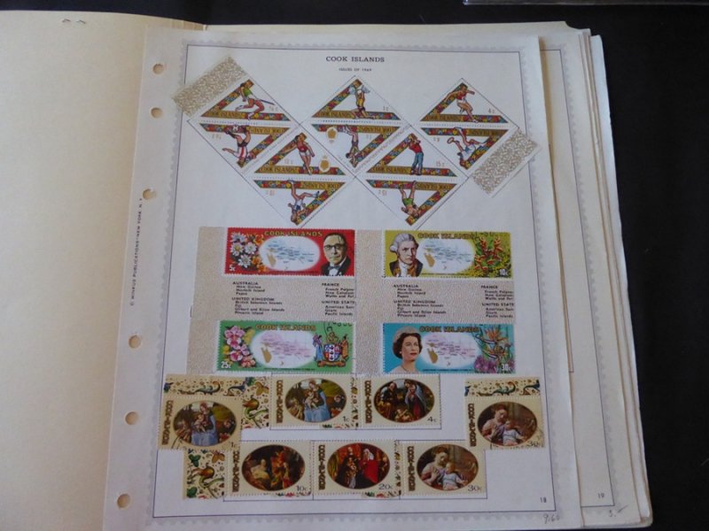 Cook Islands 1969-1971 Mint Stamp Collection on Album Pages 