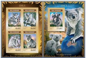 MOZAMBIQUE 2014 2 SHEETS m14228ab KOALA KOALAS WILDLIFE 