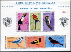 Panama C338a sheet, MNH. Michel Bl.42B. Song birds 1965.