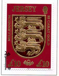 Jersey  Sc 933 2000 £10 Lions Coat of Arms stamp used