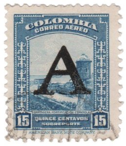 COLOMBIA STAMP 1950 SCOTT # C188. USED. # 9