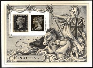 1990 Great Britain Scott #- MH193f 150th Anniversary Penny Black Souvenir Sheet