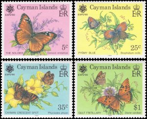 Cayman Islands 1990 Sc 624-627 Butterflies CV $15