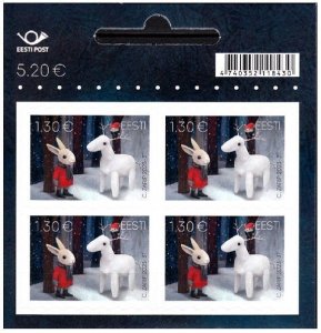 ESTONIA 2023-23 Merry Christmas! Cartoon. Bird Rabbit. Hanger/Booklet, Mint