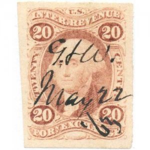 1862-71 R41a First Issue Revenue, Foreign Exchange, Washington, Imperforate, Red