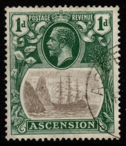 ASCENSION SG11c 1924 1d GREY-BLACK & DEEP BLUE-GREEN CLEFT ROCK USED
