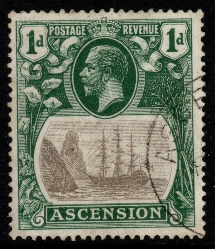 ASCENSION SG11c 1924 1d GREY-BLACK & DEEP BLUE-GREEN CLEFT ROCK USED