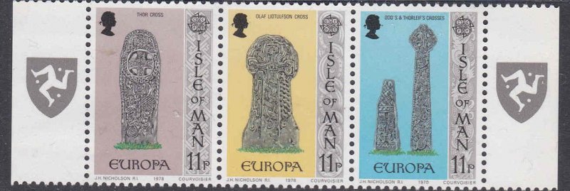 Isle of Man #136a strip of 3 F-VF Mint NH ** Europa