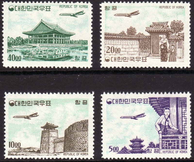 1962 - 1963 Korea complete airmail set MMH Sc# C27 / C30 CV $397.50