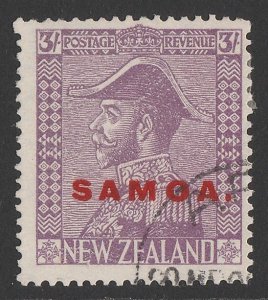 SAMOA 1926 'SAMOA' on KGV Admiral 3/- mauve, wmk upright.  