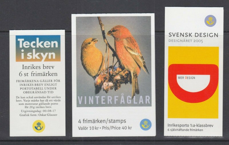 Sweden Sc 2396, 2498, 2504, intact booklets. 2000-2005 issues, 3 different, VF.