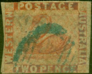 Western Australia 1860 2d Deep Vermilion SG25b Good Used