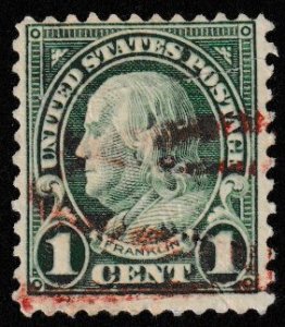 SC# 552 - (1c) -   Franklin deep green, Used Single