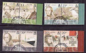 St Helena-Sc#910-13- id8-used set-Queen Victoria-Darwin-Dickens-2006-