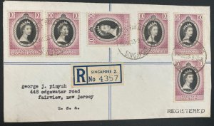 1953 Bukit Panjang Singapore Cover To Fairview NY Usa Queen Elizabeth Coronation