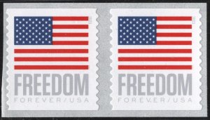 SC#5789 (Forever) Freedom U.S. Flag Coil Pair: BCA, 3K Roll (2023) SA