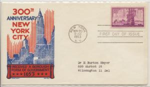 1027 FDC 300th Anniv New York City