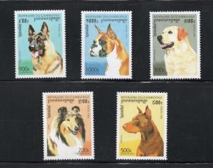 Cambodia   - Scott # 1564 - 1568,  MNH  Dogs