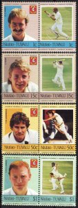 Niutao Tuvalu 1985 Famous Cricket Players (I) set of 8 MNH