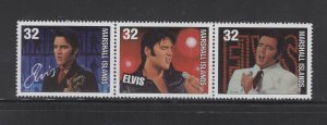 Marshall Islands #652 (1998 Elvis strip of 3)  VFMNH CV $1.75