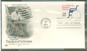 US U605 20c Paralyzed Veterans, artcraft unaddressed FDC