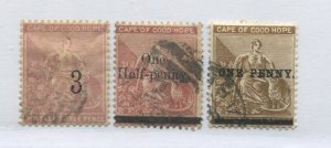 Cape of Good Hope 1880-93 3 overprinted stamps used