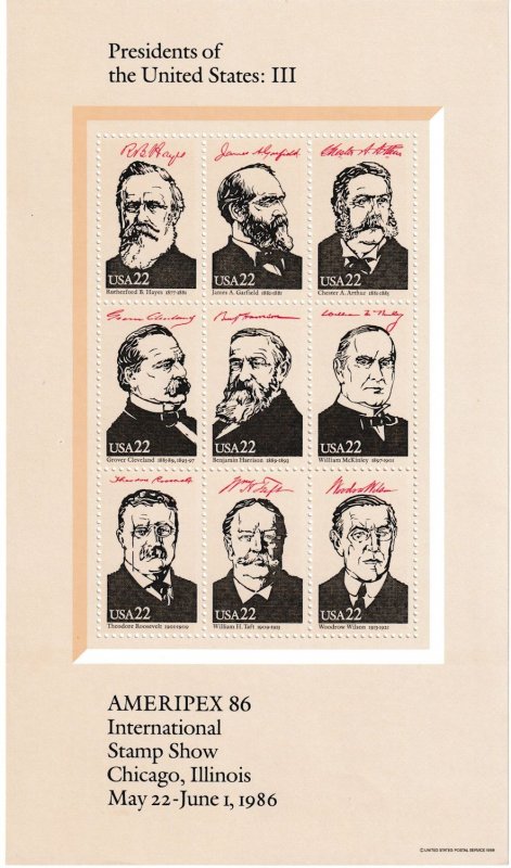 U.S.  Scott# 2216-2219 1986 Ameripex '86 Issues Set of 4 MNH S/S