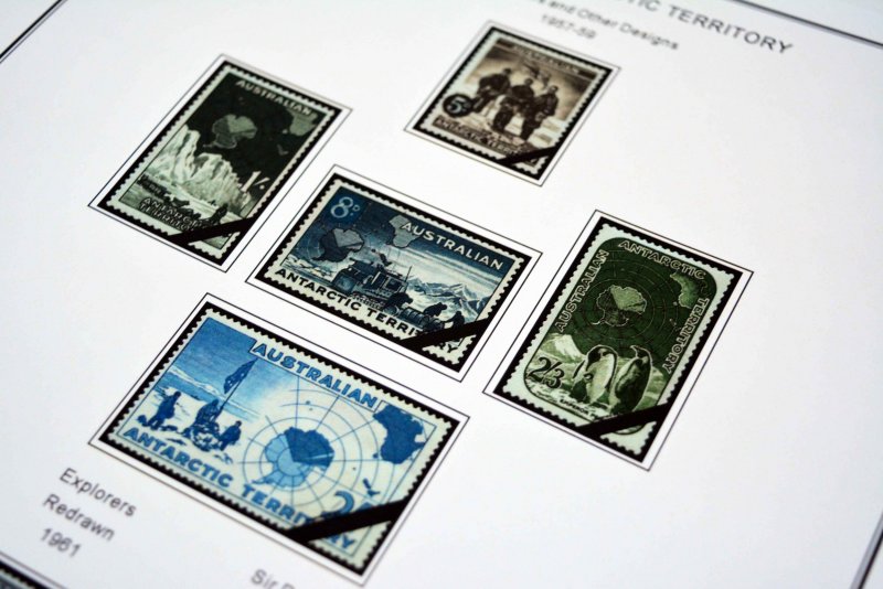 COLOR PRINTED AUSTRALIAN ANTARCTIC 1957-2020 STAMP ALBUM PAGES (44 illus. pages)