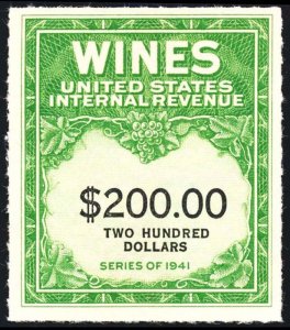WINE STAMPS RE165 mint  CV $190.00 (ID # 100071)