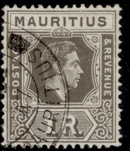 MAURITIUS GVI SG260ba, 1r grey-brown, FINE USED. Cat £250. BATTERED 'A'