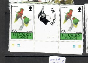 PITCAIRN ISLANDS  (PP1707B)  BIRD STAMPS SC  343-6   GUTTER PAIRS 1B   MNH 