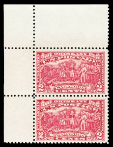 Scott 644 2¢ Burgoyne Upper Left Corner Vertical Pair Mint F-VF NH