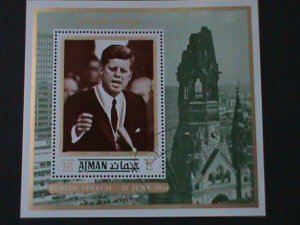 ​AJMAN-AIRMAIL1963-JOHN F. KENNEDY & BERLIN SPEECH -CTO-S/S VF FANCY CANCEL