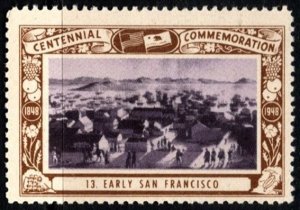 1948 US Poster Stamp California Centennial Commemoration #13 Early San Francisco