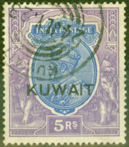 Kuwait 1923 5R Ultramarine & Violet SG14 Fine Used