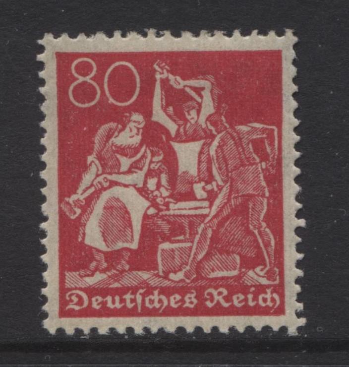 GERMANY. -Scott 145 - Definitives -1921 -MLH - Carmine Rose -Single 80pf Stamp