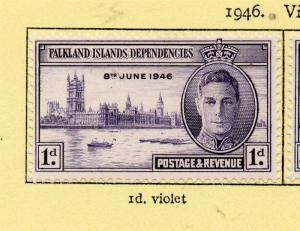 Falkland Islands Dependencies 1946 Victory Issue Fine Mint Hinged 1d. 295070