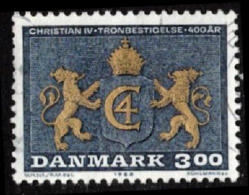 DENMARK 1988 # 847, KING CHRISTIAN IV MONOGRAM