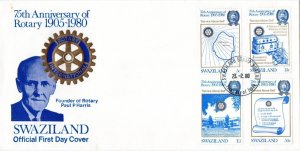 Swaziland - 1980 25th Anniversary of Rotary International FDC SG 336-339