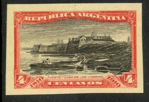 ARGENTINA 1910 4c Fort Buenos Aires INDEPENDENCE Anniv COLOR TRIAL Sc 164CT