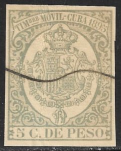 CUBA 1895 5c General Duty Timbre Movil Revenue CG16 Used