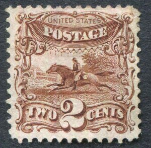 U.S. Stamp Sc # 113 Well Centered Unused No Gum Post Horse 1869 CV $190.00