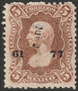 Mexico 1877 Sc 106 MLH* 61 77 (Cordova) overprint vert laid paper