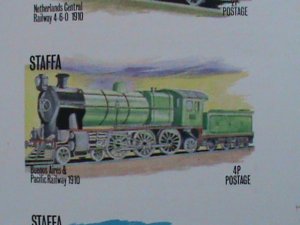 ​STAFFA-SCOTLAND -PROMOTION WORLD FAMOUS TRAINS-IMPERF MNH S/S -EST.$14 VF