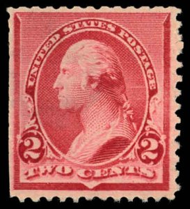 US Sc 220 MINT NO GUM - 1890 2¢ - Washington; Soft Porous Paper