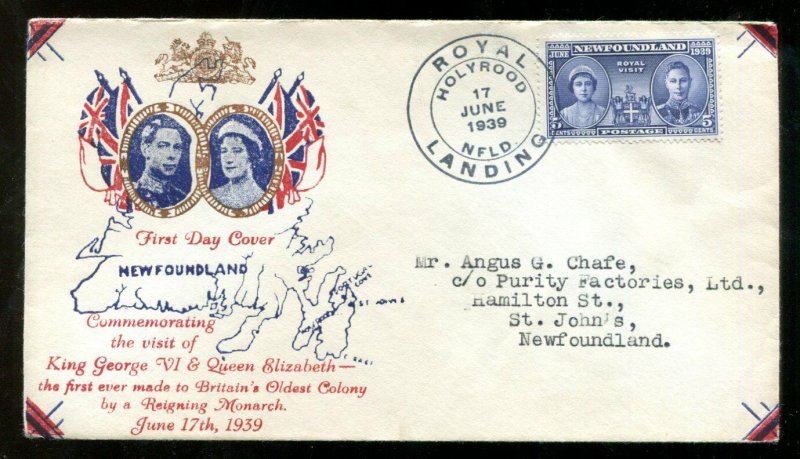 d983 - NEWFOUNDLAND 1939 Royal Landing FDC Cover