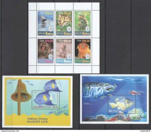 L0804 Maldives Animals Wild Cats Whales Fishes Celebrate The Wild 1Kb+2Bl Mnh