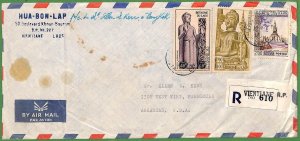 ZA1857 -  LAOS - Postal History - Registered AIRMAIL COVER to USA - 1963