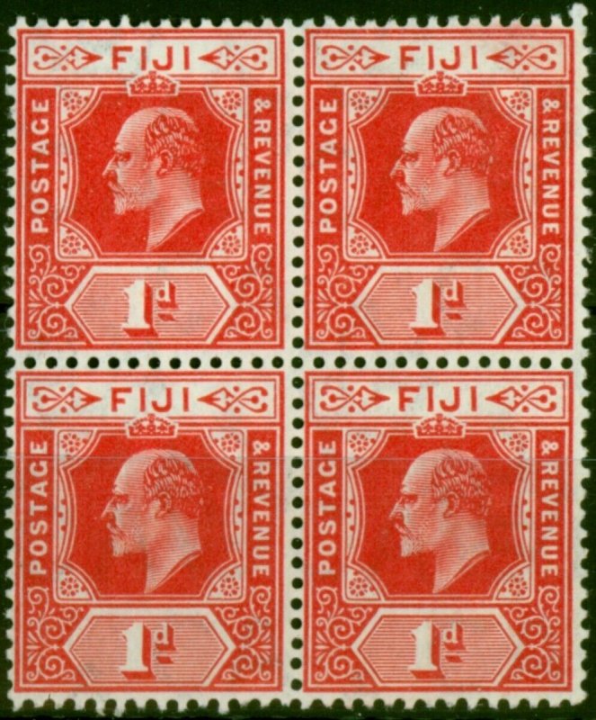 Fiji 1908 1d Red SG119 Superb MNH Block of 4