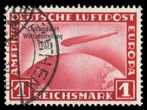 Germany, Air Post #C43 (Mi. 496) Cat€500, 1933 1m Chicago Flight, used